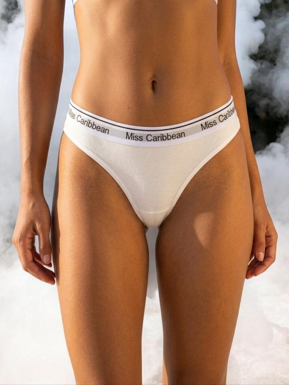 Women's White Cotton Thong Panty